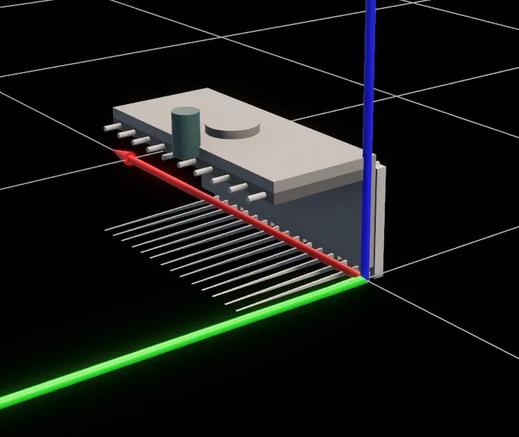 Tine gripper showing fork geometry and entry point