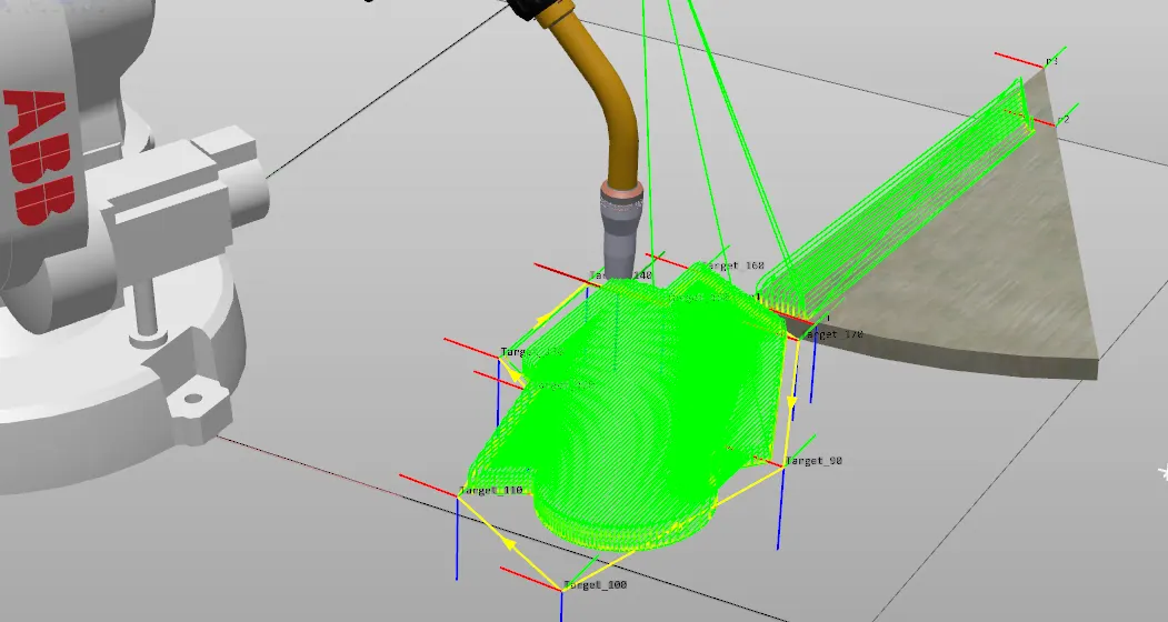 Cladding path generated from lines and arcs on the robot controller